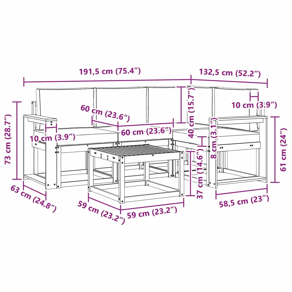 Set di divani da esterno 5 pz Bianco e Antracite 3387601