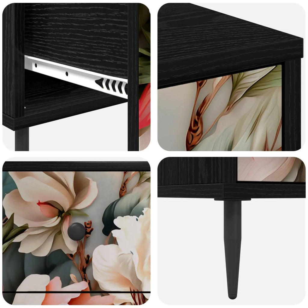 Armadio da Notte BORNE 2 pz Rovere Nero 36 x 33 x 61 cm 8007324