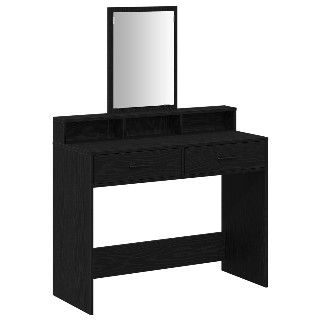 Toeletta  con cassetti Nero Rovere 100x41x140 cm