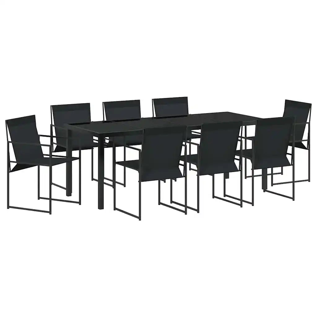 Set da Pranzo per Giardino 9 pcs Nero 3379344