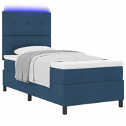 Letto singolo | Letto per adulti | Letto a molle con materasso con led Blu 80 x 200 cm Tessuto