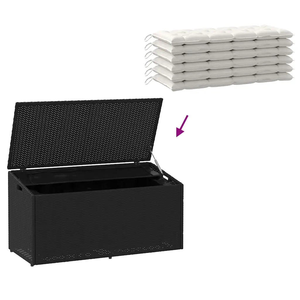 Baule da giardino nero 110x50x58 cm in polyrattan 4104069