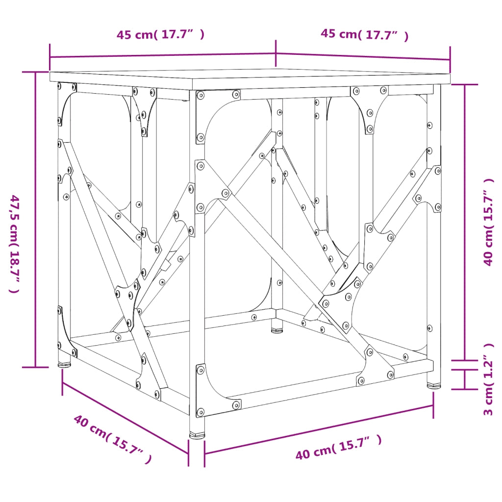 Tavolino da Salotto Nero 45x45x47,5 cm in Legno Multistrato 834120
