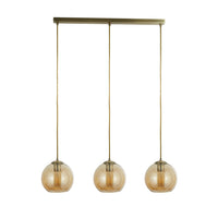 Lampadario Contemporaneo Balls Acciaio Adjustable Vetro Ambra 3 Luci E27
