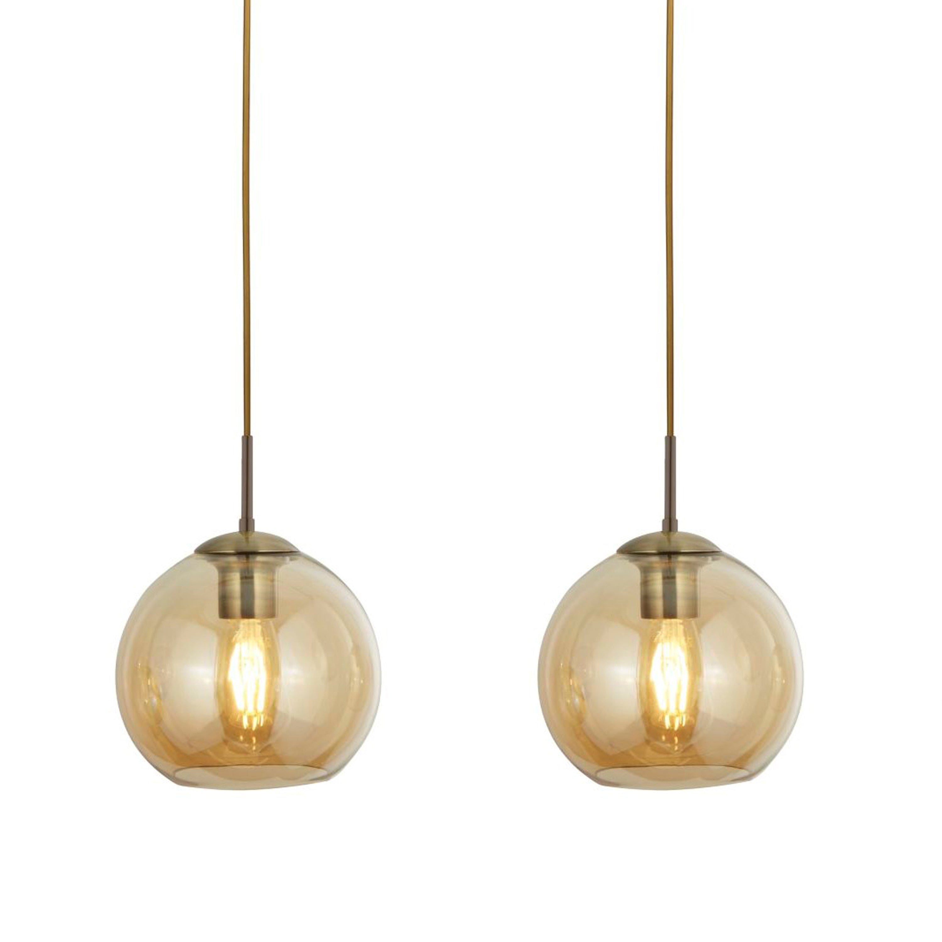 Lampadario Contemporaneo Balls Acciaio Adjustable Vetro Ambra 3 Luci E27