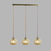 Lampadario Contemporaneo Balls Acciaio Adjustable Vetro Ambra 3 Luci E27