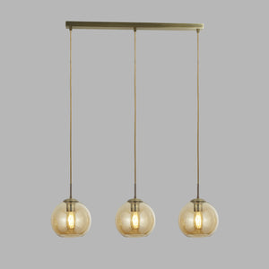 Lampadario Contemporaneo Balls Acciaio Adjustable Vetro Ambra 3 Luci E27