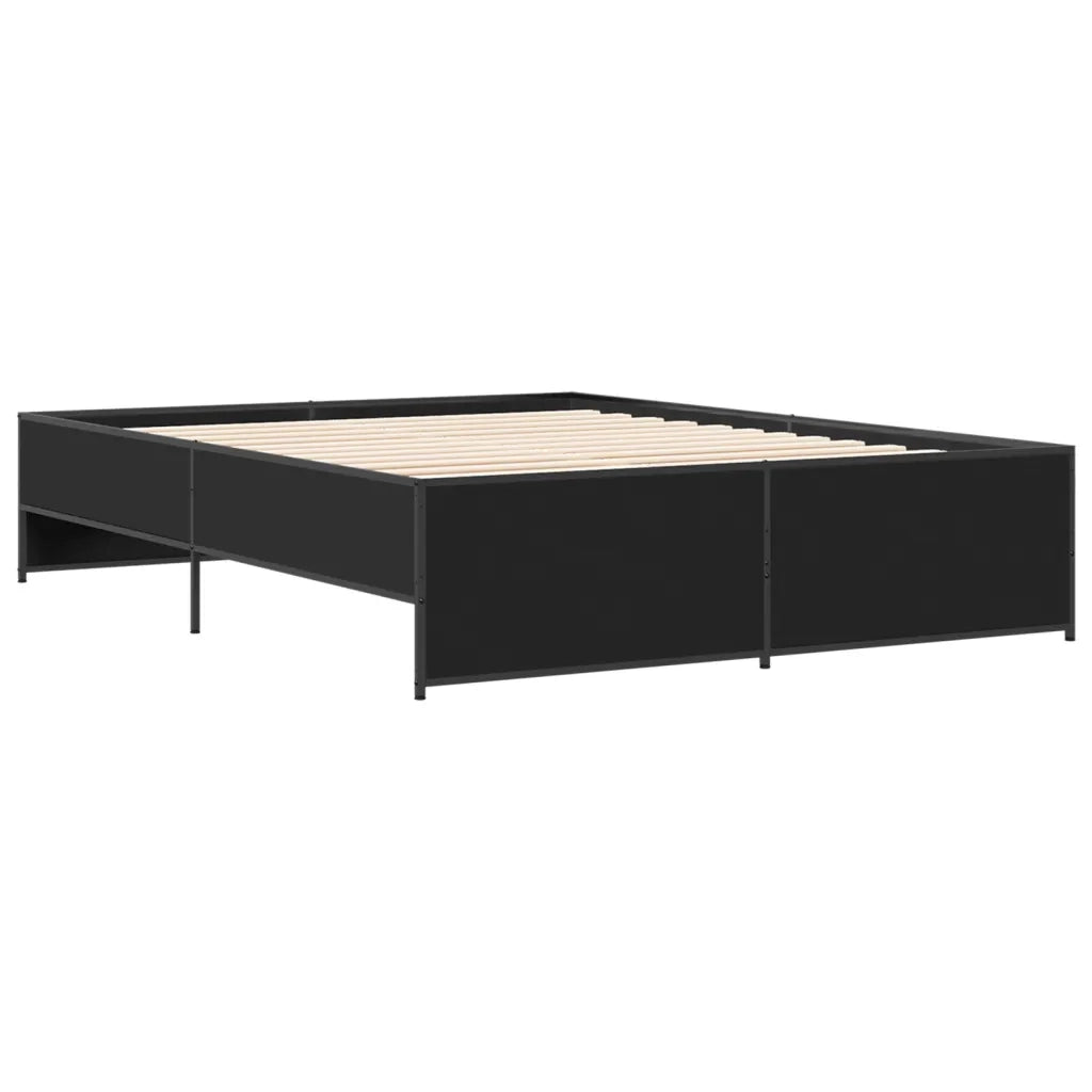 Giroletto-Struttura Letto Nero 140x200 cm in Legno Multistrato e Metallo 389586