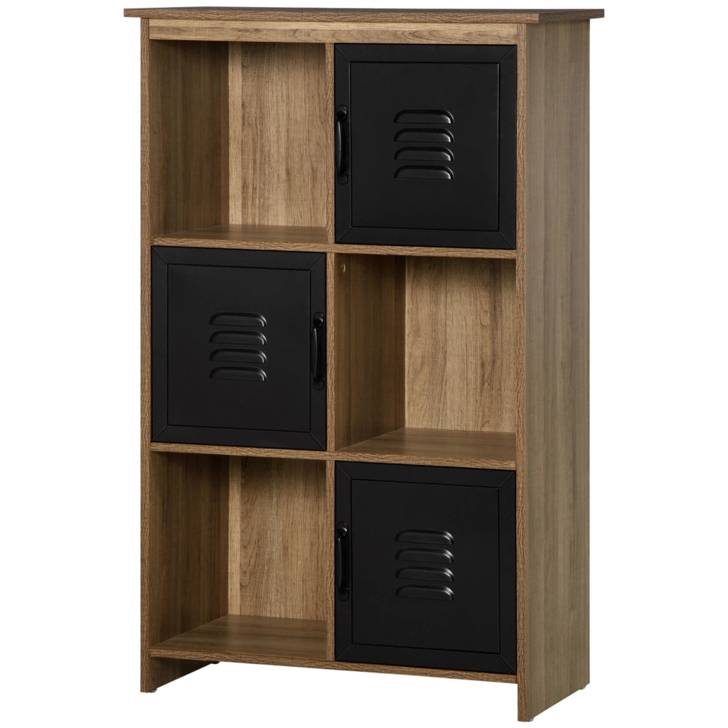 Libreria Design Industriale ¨C zephmum ¨C 3 Ripiani, 3 Cassetti, Legno, Metallo Nero