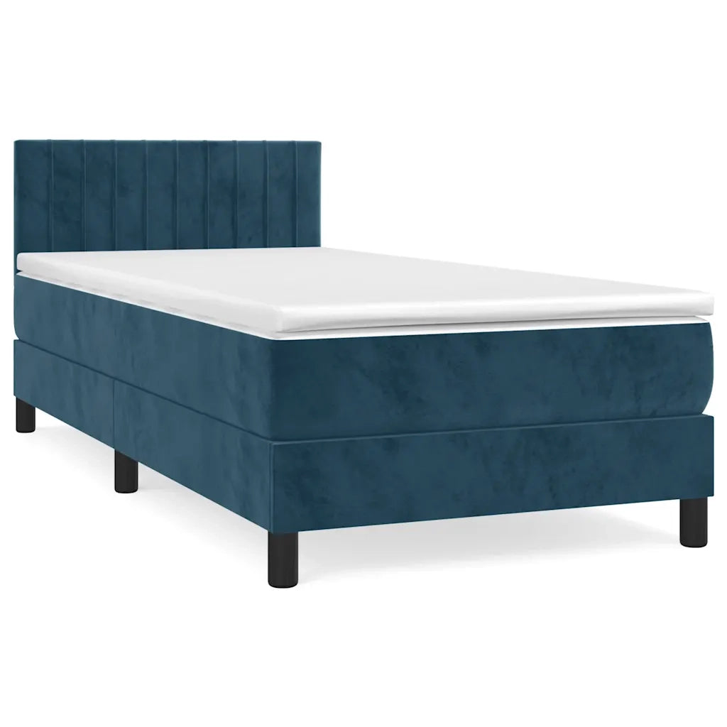 Letto singolo | Letto per adulti | Giroletto a Molle con Materasso Blu Scuro 80x200 cm in Velluto