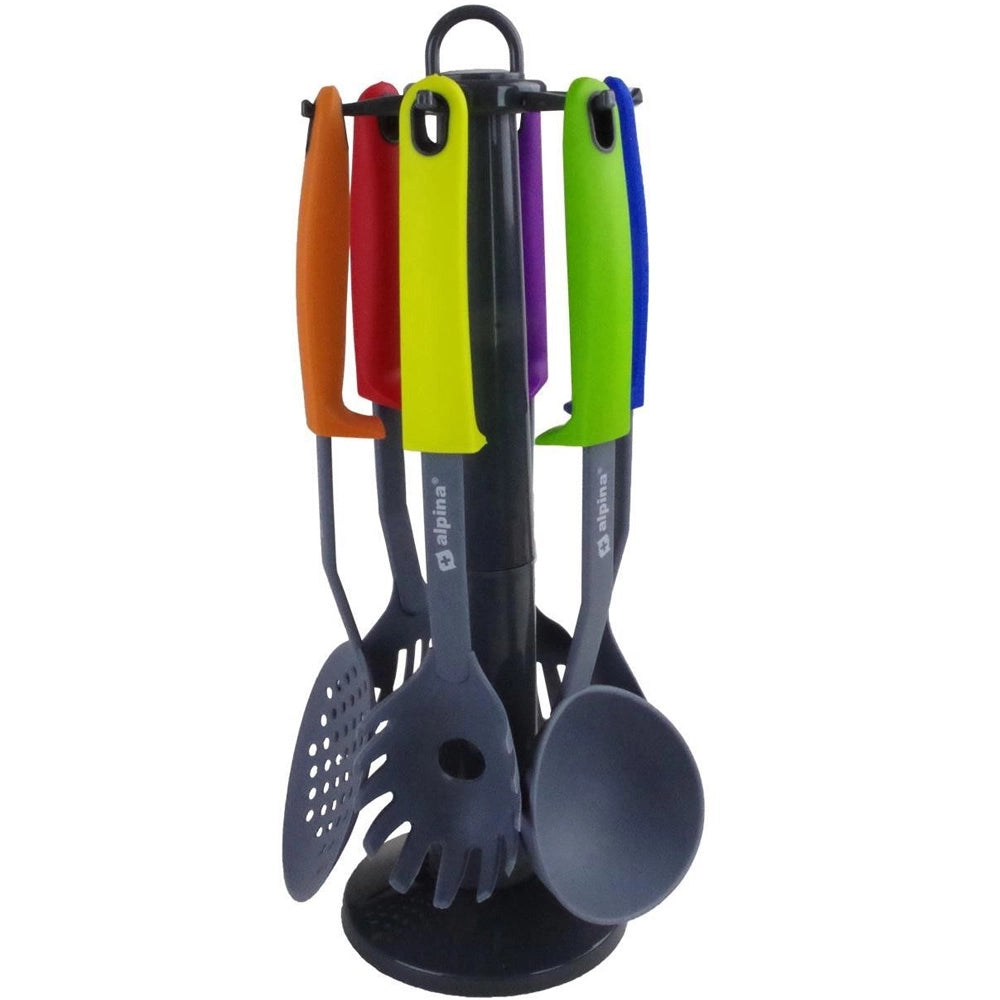Set Da Cucina 7PZ Mestolo Spatola Cucchiaio Spaghetti Schiumaiola Siviera Alpina