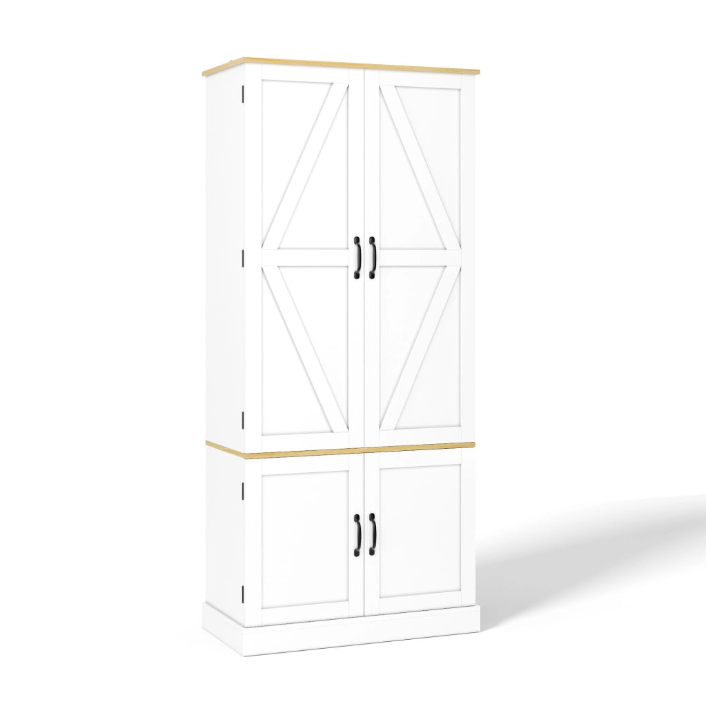 Credenza alta moderna in MDF bianco 80x40x180 cm con ante; cassetti e luce con sensore