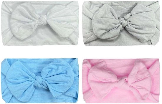Cintura per capelli - 4 pezzi - Cintura elastica per bambine - Cintura per capelli in nylon - Adatta per bambine da 3 mesi a 6 anni