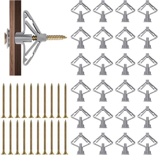 Pluggi in Gipsplastica da Parete 100 Pezzi - Pluggi con Viti 50 mm - Pluggi per Spazi Aperti - Materiale in Plastica Resistente - Struttura Antirottura - Pluggi per Parete