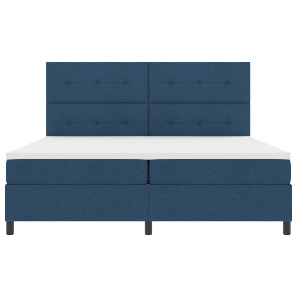 Letto con Box Spring Blu 200x200 cm Tessuto