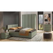 Camera completa HAVANA – Color salvia e nero – Armadio, letto 160x200, cassettiera e comodini – Design moderno