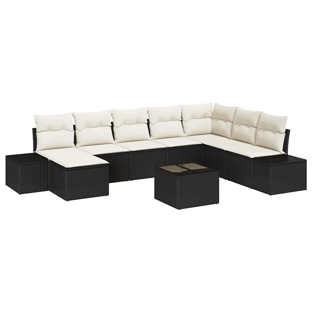 Set Divano da Giardino con cuscino 9 pcs Nero polyrattan 3347187