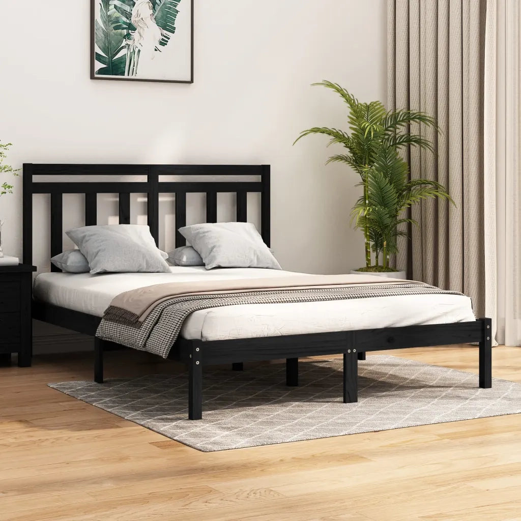 Giroletto Nero in Legno Massello 150x200 cm King Size 3105259