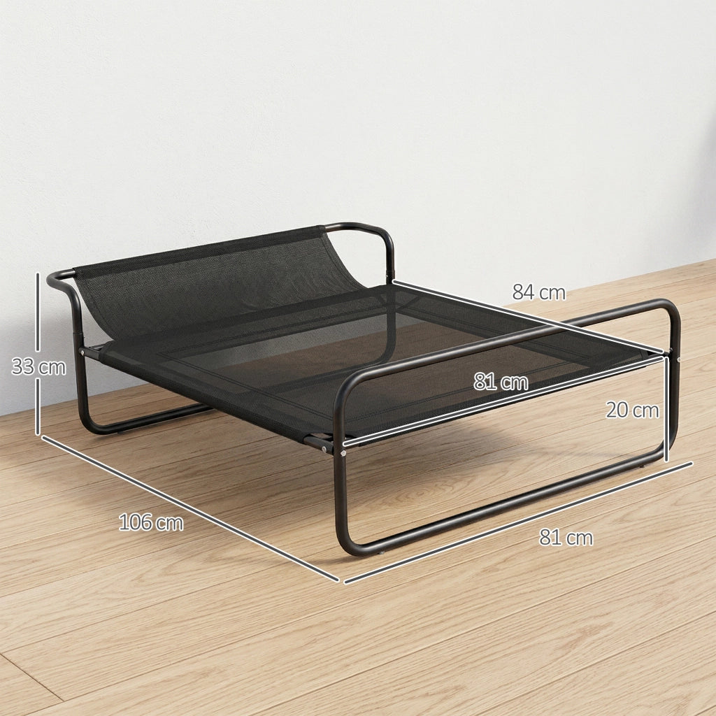 Lettino per Cani Rialzato con Poggiatesta ¨C zephmum ¨C 106x81x33 cm Nero