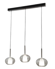 Lampada a Sospensione Edolo in Metallo e Vetro Borosilicato Colore Fumé, 3x E27 40W, IP20, Design Elegante per Interni - Edolo