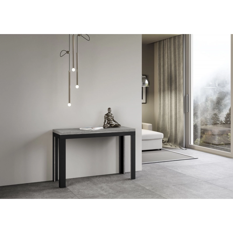 Tavolo apribile 120/200x45/90 cm Linea Double telaio Antracite - Cemento