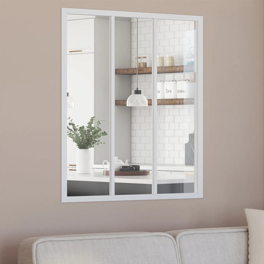IDMarket - Metallo bianco e vetro temperato Tetto in vetro a 3 lastre L. 93 x H. 108 cm