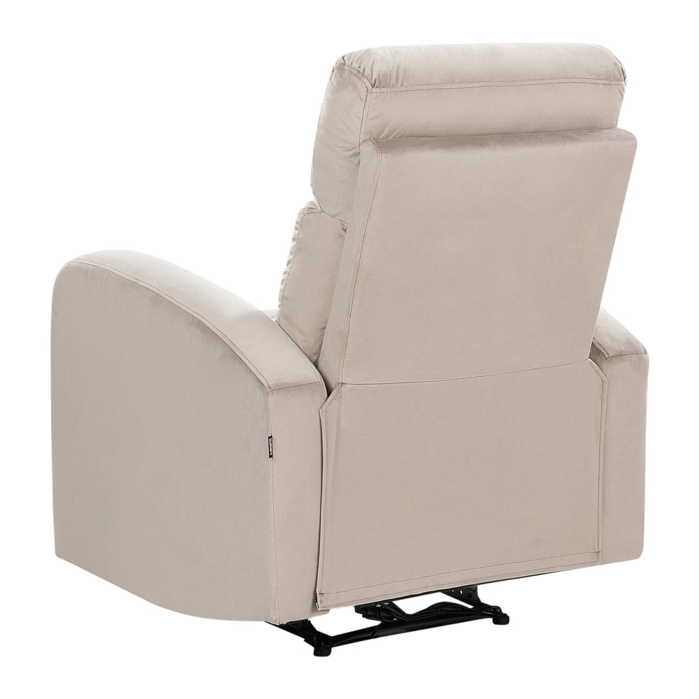Poltrona reclinabile elettricamente in velluto bianco crema design moderno glamour soggiorno