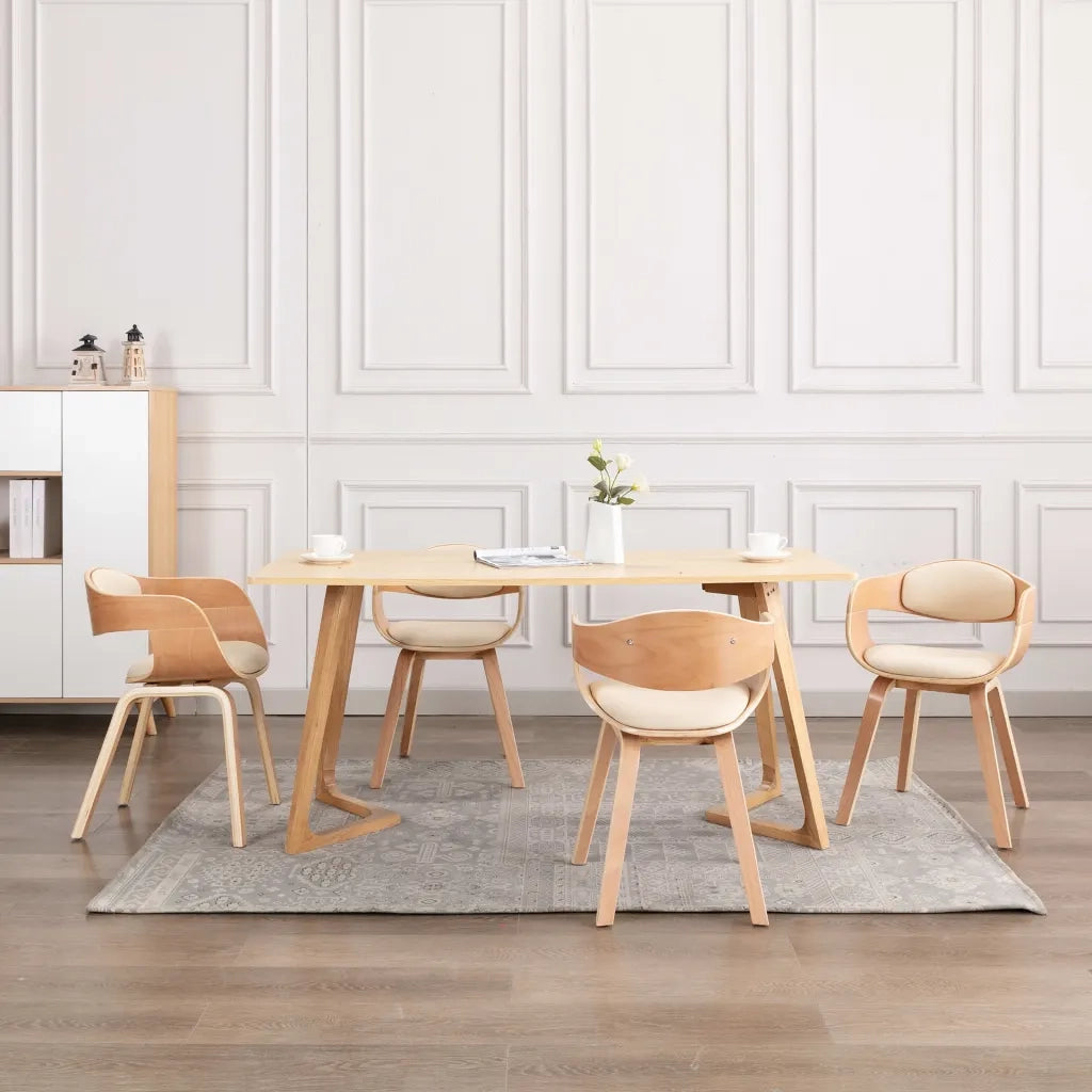 Sedie da Pranzo 4 pz in Legno Piegato e Similpelle cod mxl 7128