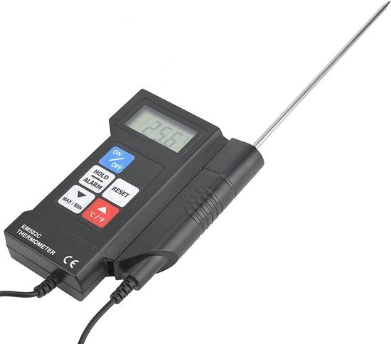 Termometro Digitale con Sensore - Apparecchio per la Misura della Temperatura - Sonde Termica - Display a LED - Funzione di Memoria - Impostazione di Scala Celsius/Fahrenheit - Termometro