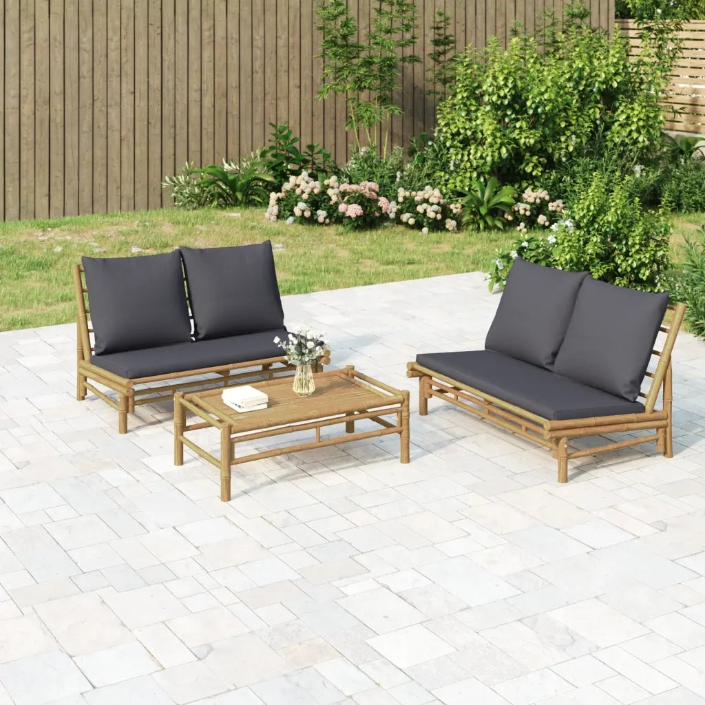 Salotto da Giardino-Set Salotto da Giardino 2pz con Cuscini Grigio Scuro Bamb¨´ 173729