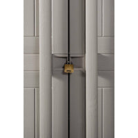 Armadio Wood Midi tuttopiani con 4 Ripiani, in plastica da Interni ed esterni, colore Grigio Tortora/Grigio Chiaro, dime