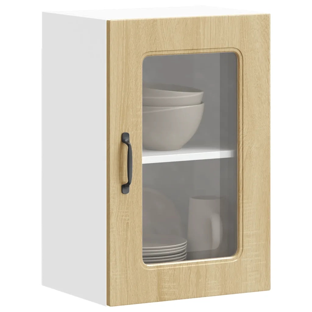 Pensile da Cucina | Mobile da Cucina con Porta in Vetro Kalmar Rovere Sonoma