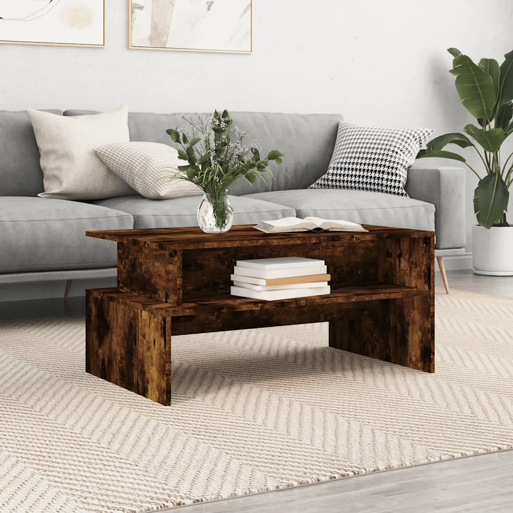 Tavolino da Salotto Rovere Fumo 90x55x42,5 cm Legno Multistrato 834283
