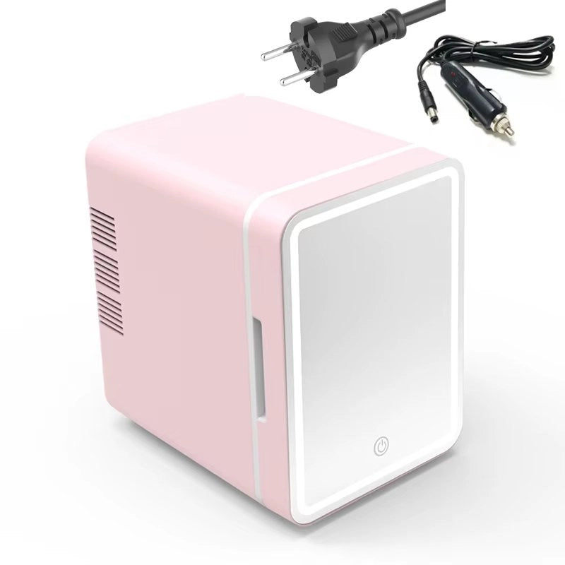 Mini frigorifero - 4L - Specchio LED 3 ripiani - 2°C–65°C - Alimentazione AC/DC