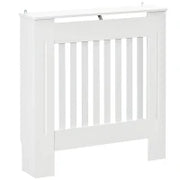 Copritermosifone in Legno Bianco per Caloriferi e Radiatori, con Doghe Verticali e Piano d'Appoggio, 78x19x81cm