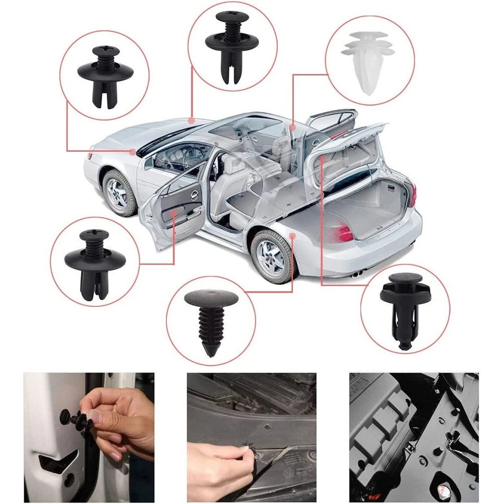 Trade Shop - Set 229pz Clip Di Fissaggio Auto Rivetti Plastica Strumento Rimozione Pannello -