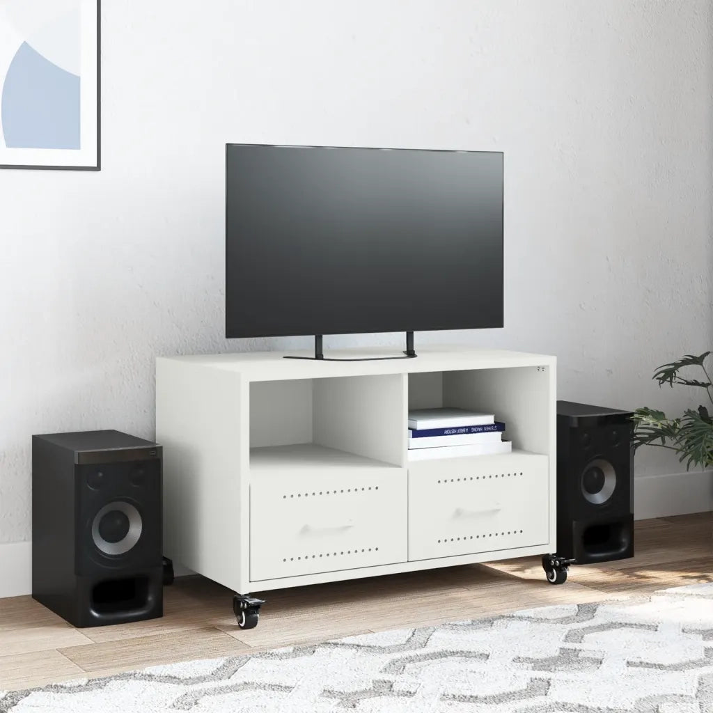 Mobile TV Bianco 68x39x43,5 cm in Acciaio 846703