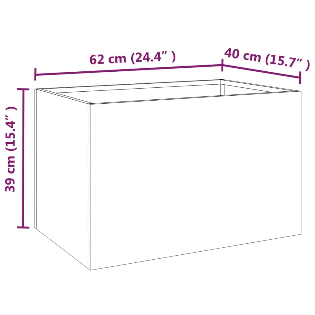 Fioriera rialzata per piante fiori terrazza giardino 62 x 40 x 39 cm acciaio corten marrone 02_0037755