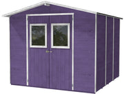 Casette Box da Giardino in Legno Porta Utensili 238x207x214 cm con 2 Porte e Finestre Ecla Lilla