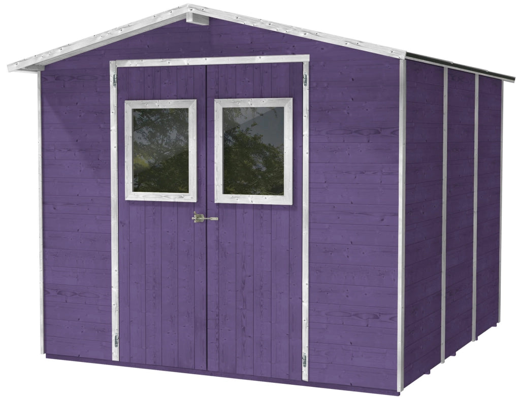 Casette Box da Giardino in Legno Porta Utensili 238x207x214 cm con 2 Porte e Finestre Ecla Lilla