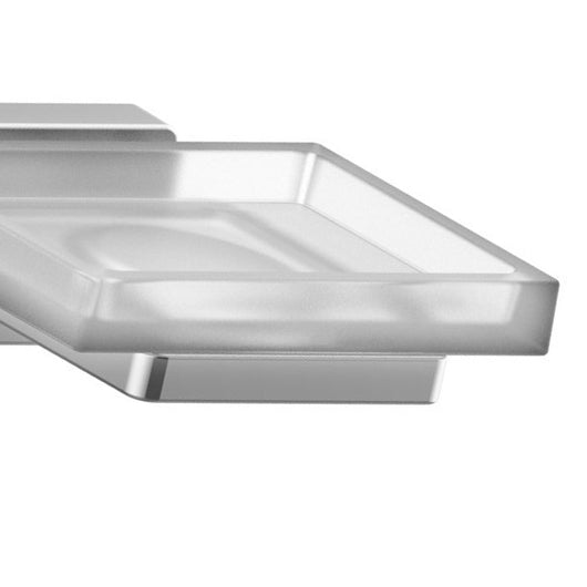 Porta saponetta serie cubo a muro in vetro satinato - fissaggio ad incollo o con viti