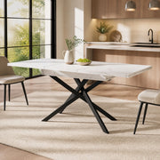 TAVOLO DA PRANZO ALLUNGABILE 120-160x80x76,5 cm MDF Bianco e Nero