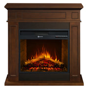 Camino elettrico caminetto da terra JEFFERSON in legno Noce L 89,5 x H90,5 x P28
