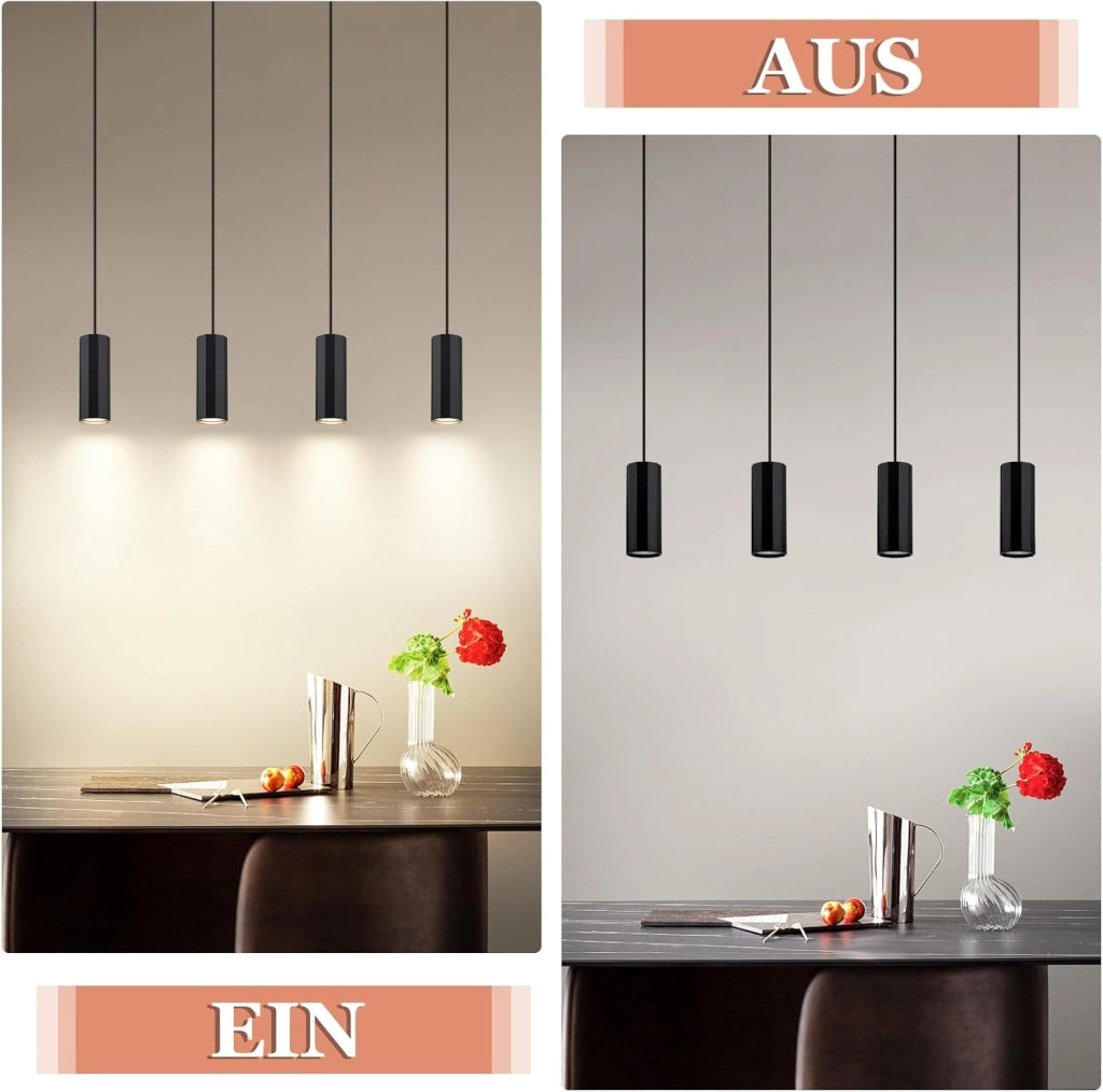 Lampada a sospensione ZMH metallo nero diametro 60 cm 4 attacchi GU10 stile industriale per soggiorno e sala da pranzo