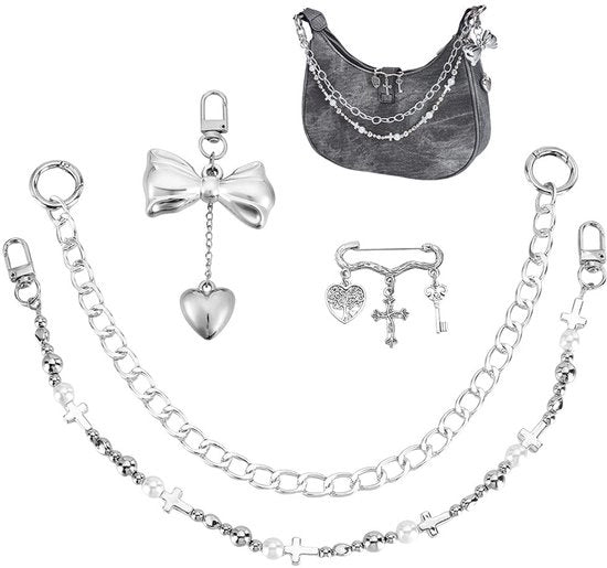 Maniglia per Portafoglio in Alluminio - Catena per Borsa a Tracolla - Decorativa - 4 Pezzi - Maniglia per Portafoglio in Argento - Catena per Borsa a Tracolla - Portafoglio in Alluminio - Modello - 4 pezzi - Materiale: Alluminio - Dimensioni: 4 pezzi