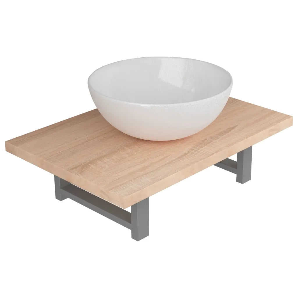 vidaXL Set Mobili da Bagno 2 pz Ceramica Rovere