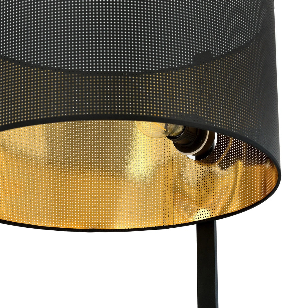 Piantana Contemporaneo Indra Acciaio Nero Oro 1 Luce E27 Ip20
