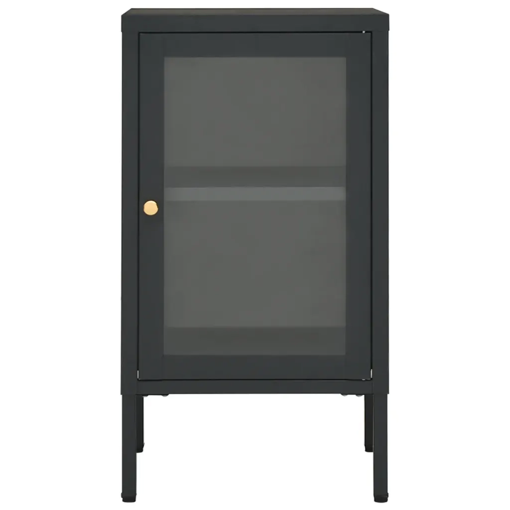 Credenza | Madia | Buffet da pranzo | Armadio da pranzo Antracite 38x35x70 cm in Acciaio e Vetro