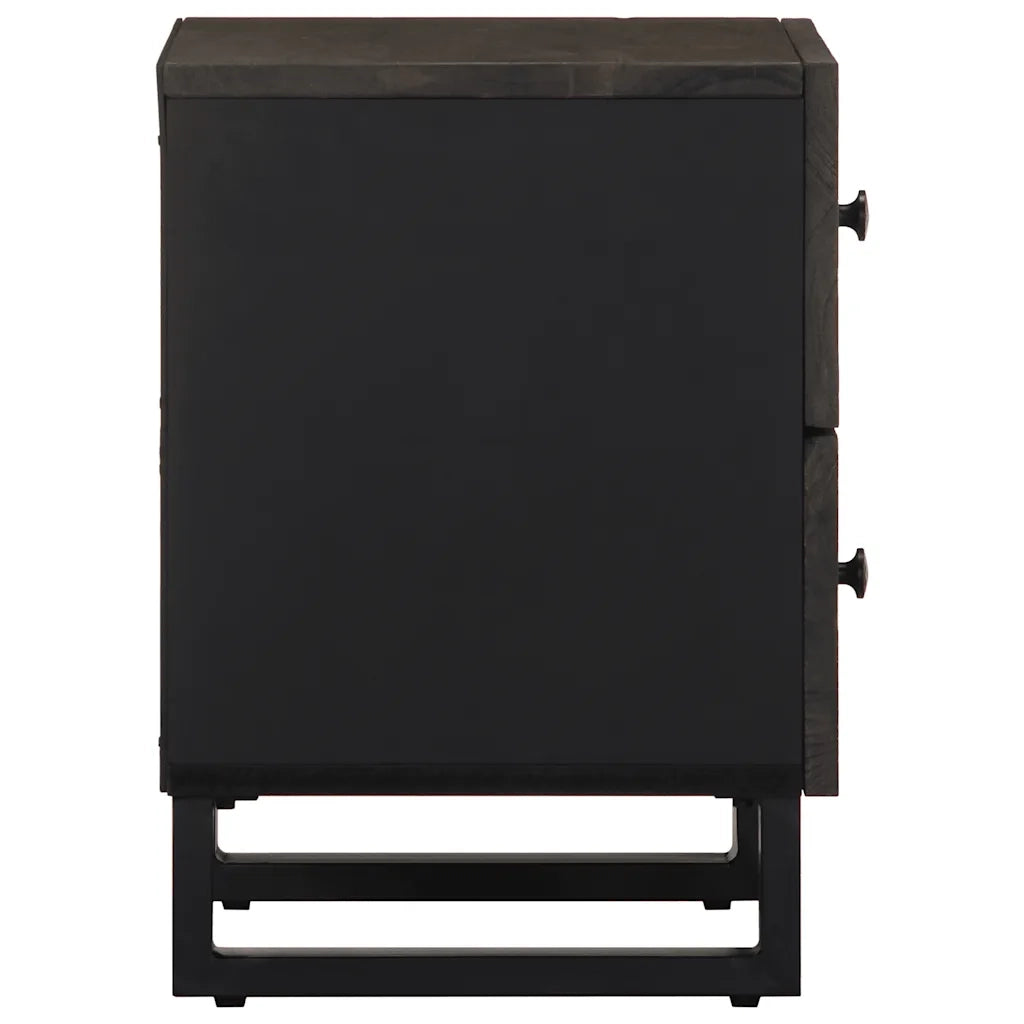 Comodini 2pz-Set di 2 Tavolino da notte Neri 40x33x46 cm in Legno Massello di Mango 258393