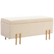 Divano imbottito con contenitore ¨C zephmum ¨C Beige, Tessuto, 100x40x42 cm